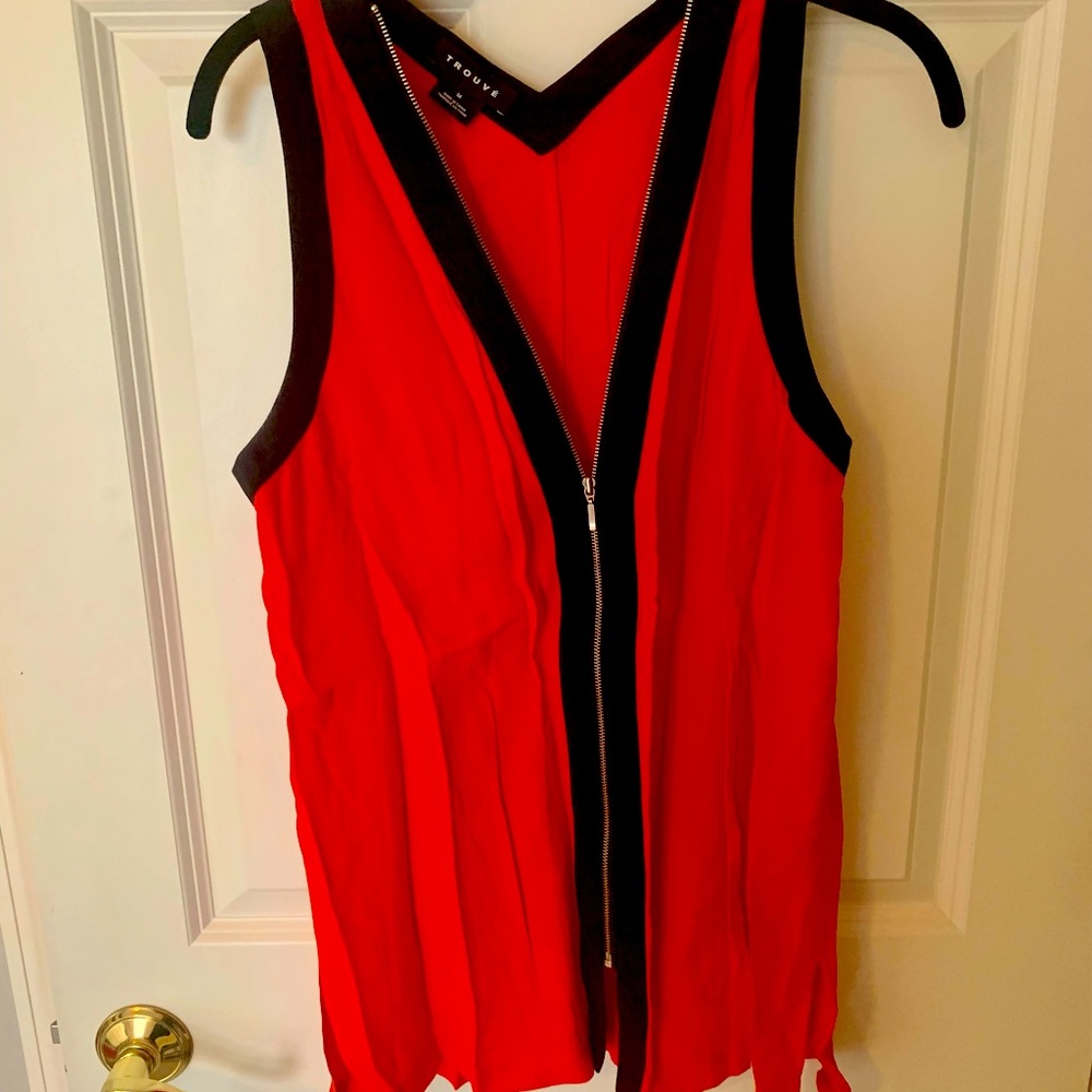 TROUVE M RED ZIPPER TANK